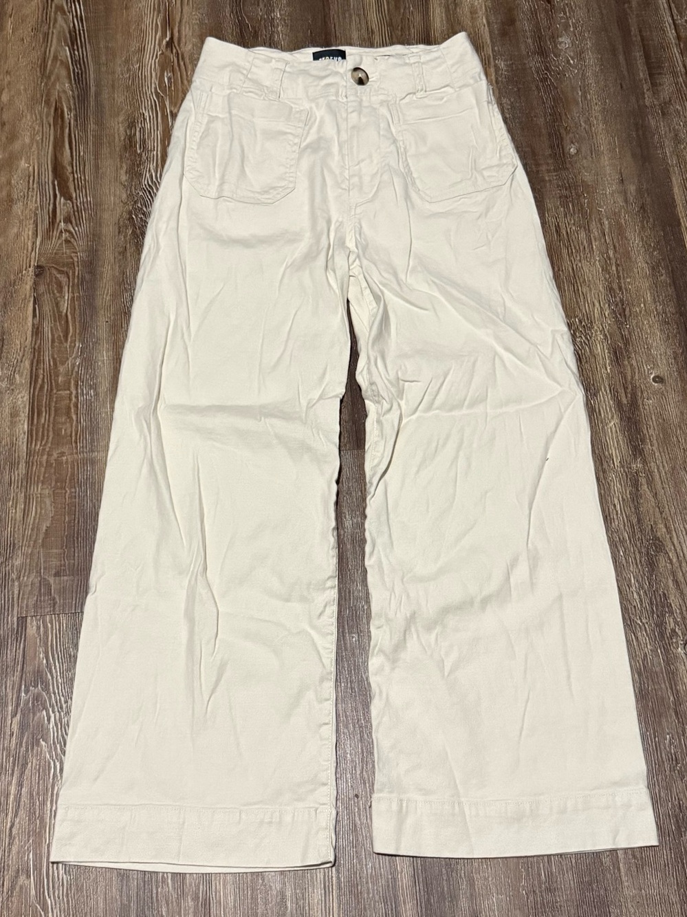 Maeve The Colette Linen Blend Pants Women's 25 Cropped Wide Leg Patch Pocket